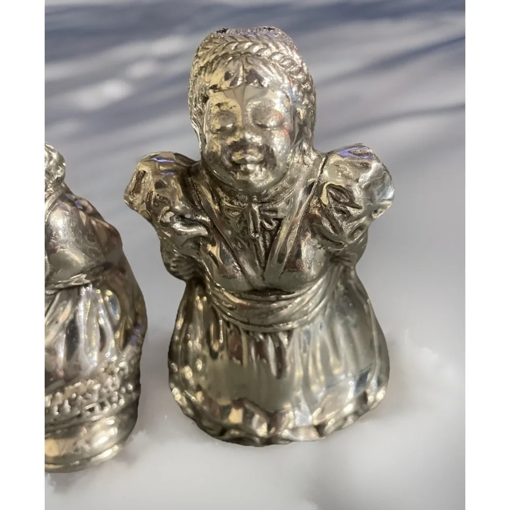 Vintage Pewter Kirk Stieff Williamsburg‎ Christmas Santa Salt And Pepper Shakers